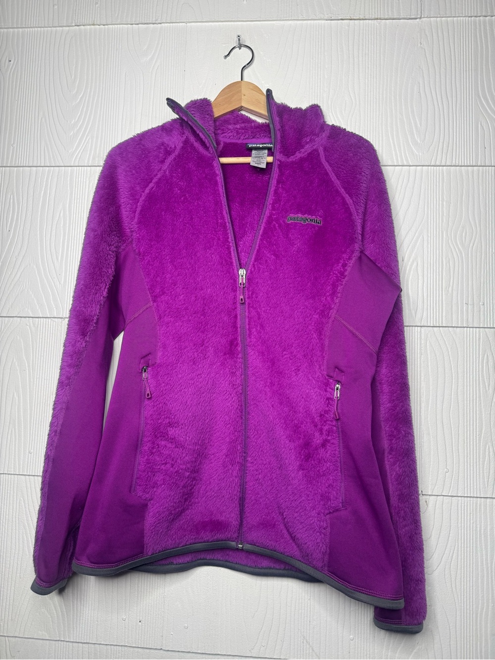 Patagonia Women's Bright Purple Hooded Teddy Fleece Jacket